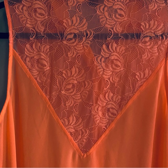 Forever 21 Women's Neon Orange Short Sleeve Shirt Button Up Blouse Top Size L - Picture 8 of 9